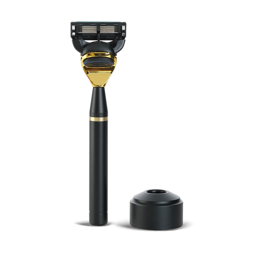 Rastrillo con stand | Máquina Negro/Oro | "Fusion"
