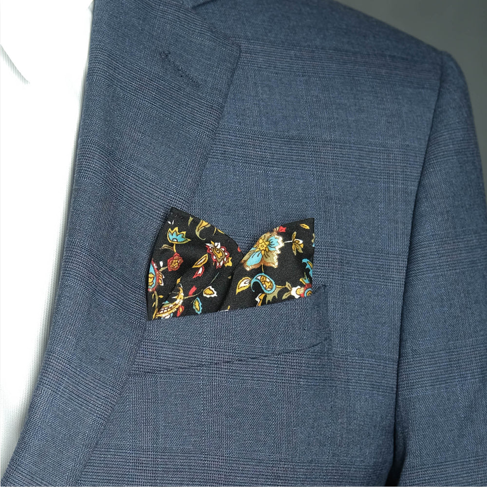 Pañuelo | Paisley with Florals on Black with Gold
