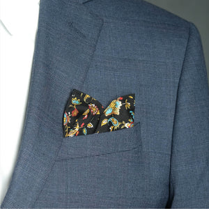 Pañuelo | Paisley with Florals on Black with Gold